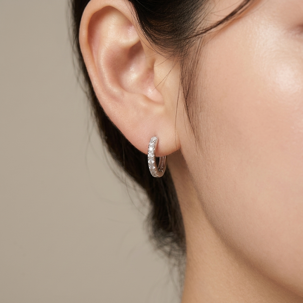 Bông tai Moissanite giả kim cương thiết kế basic nữ tính và sang trọng