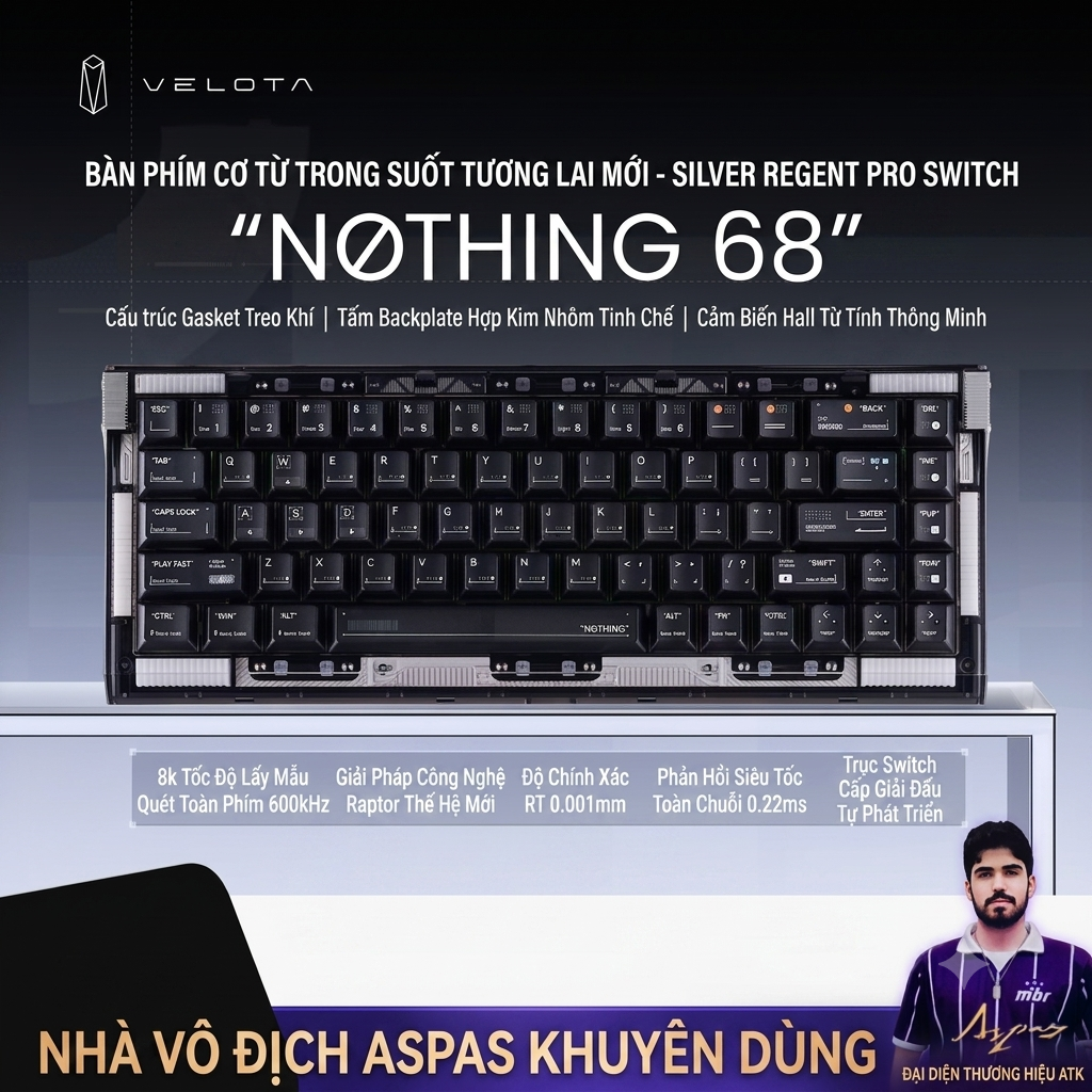 [GROUP BUY] BÀN PHÍM CƠ HE VELOTA NOTHING 68 TRANSPARENT
