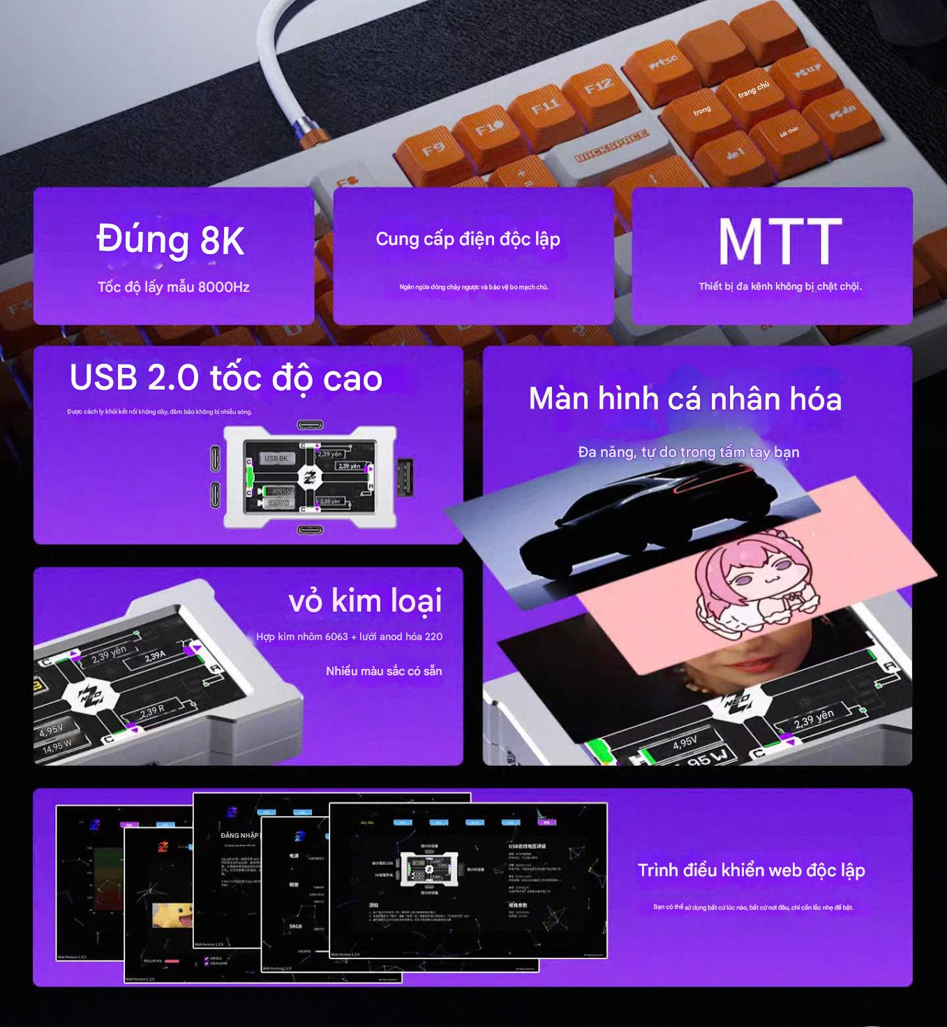 [Group Buy] Hub Chia Cổng Z-Neo 8K Polling Rate Màn Hình LCD Full HD