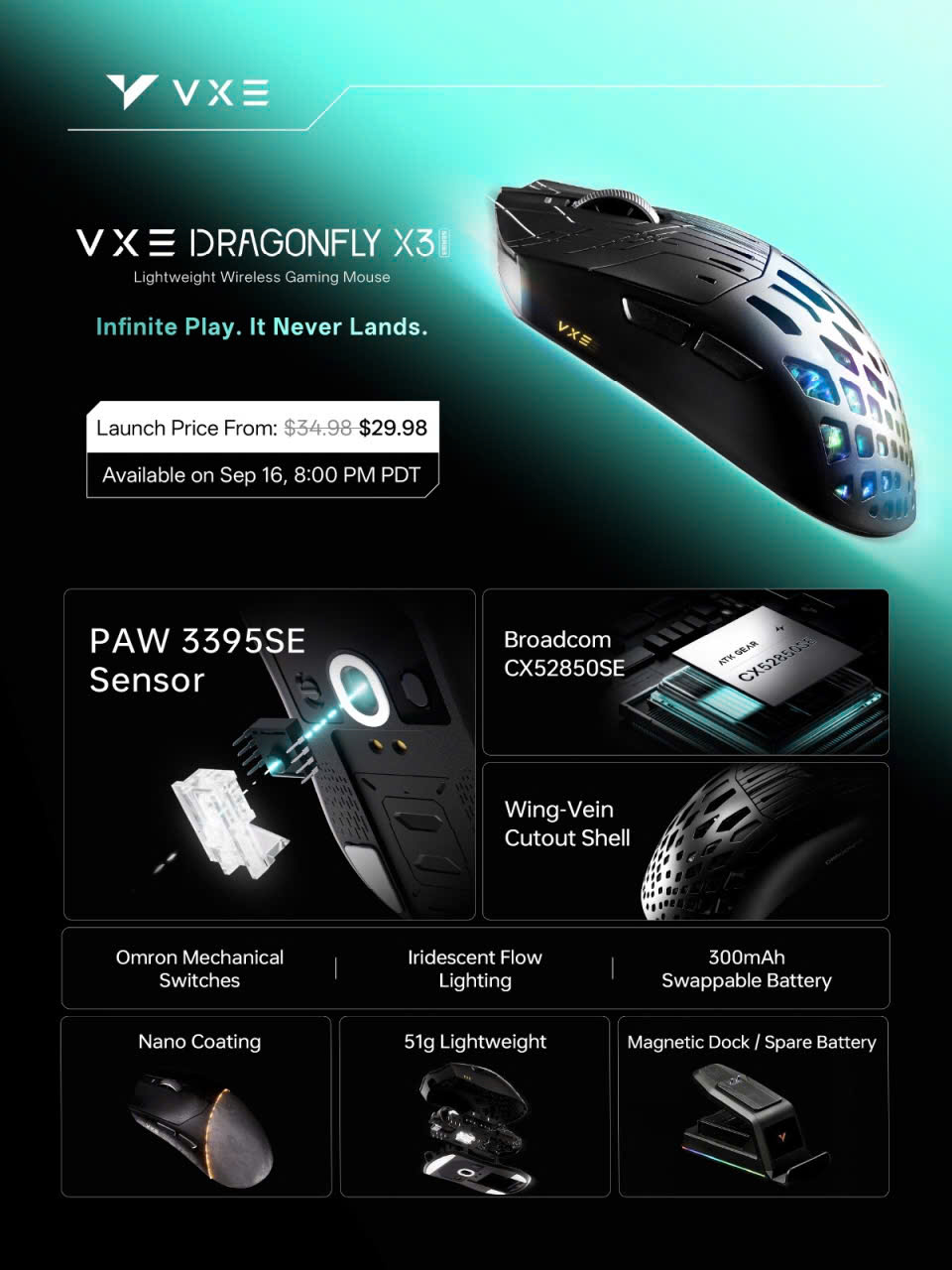 [GROUP BUY] CHUỘT GAMING VXE DRAGONFLY X3 SERIES