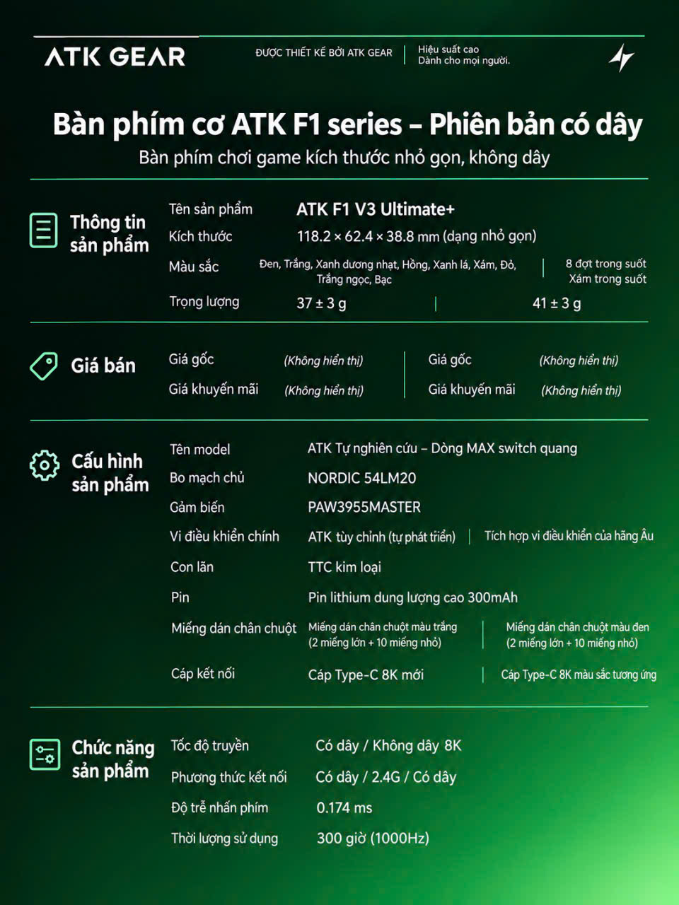 [GROUP BUY] ATK F1 V3 FROSTED EDITION ĐỘT PHÁ THIẾT KẾ TRONG SUỐT CỰC CHẤT
