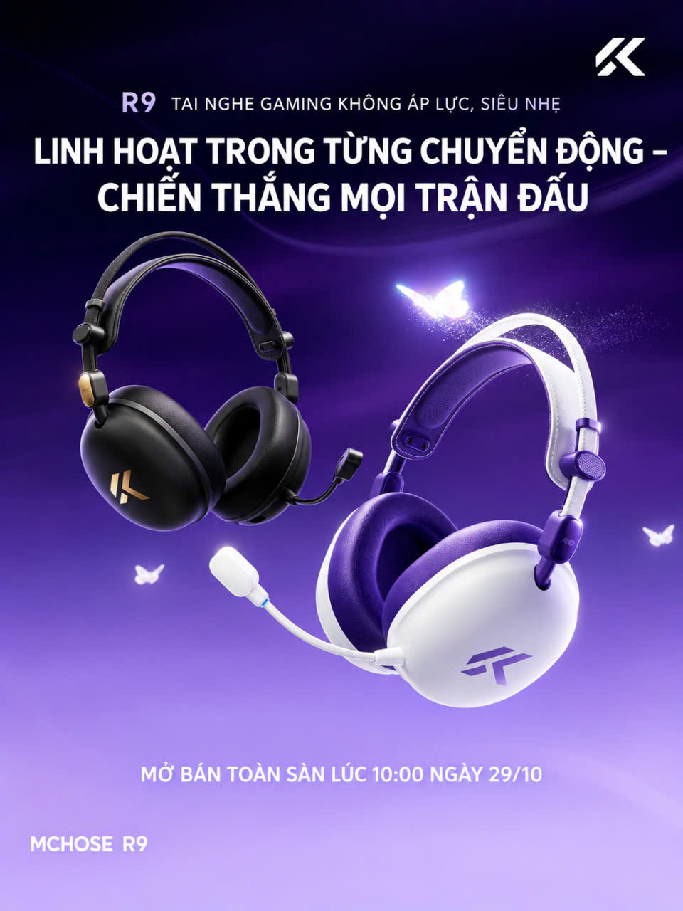 [GROUP BUY] TAI NGHE GAMING KHÔNG DÂY MCHOSE R9 SUPERLIGHT NEW