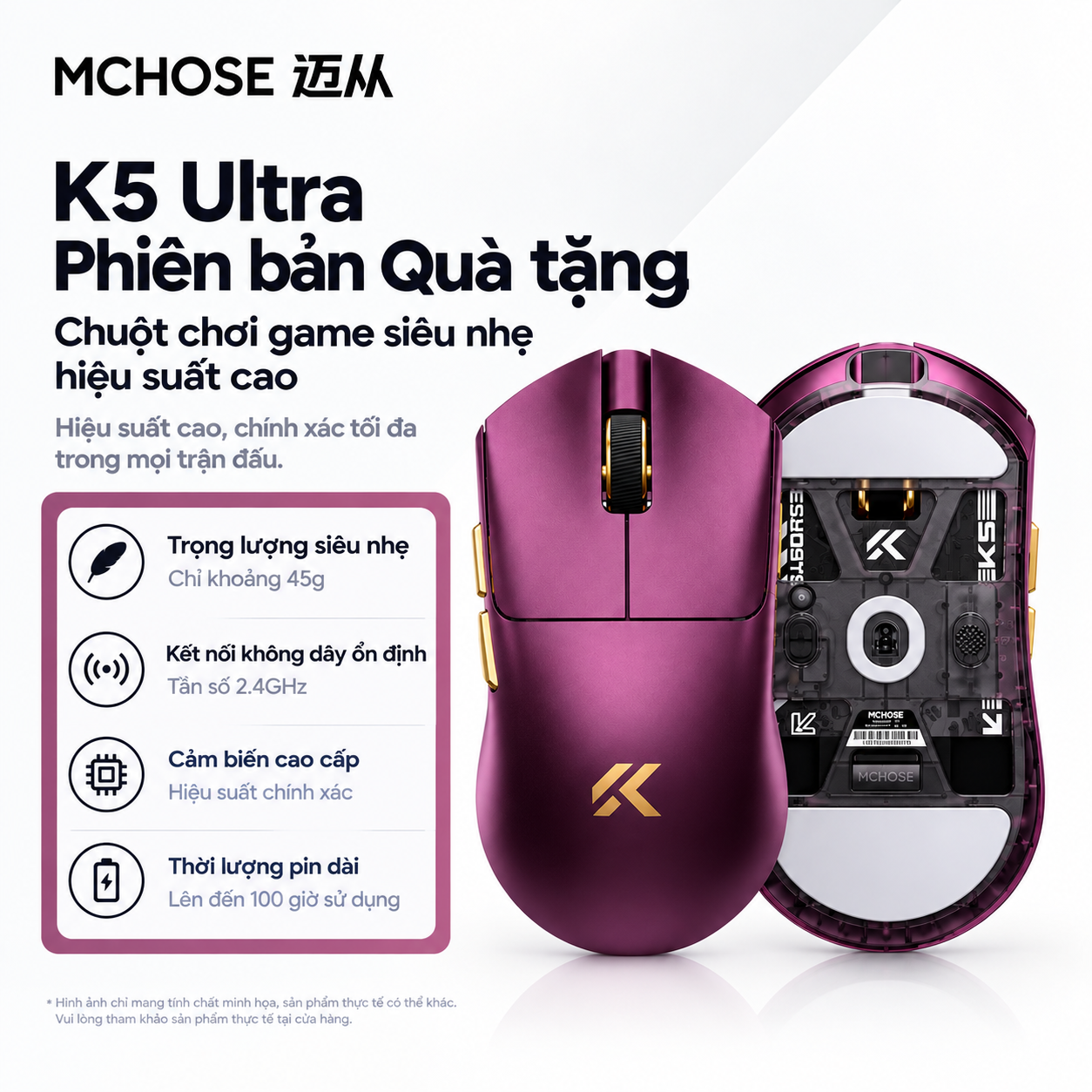 [GROUP BUY] CHUỘT GAMING MCHOSE K5 SERIES THIẾT KẾ HOLLOW ĐÁY