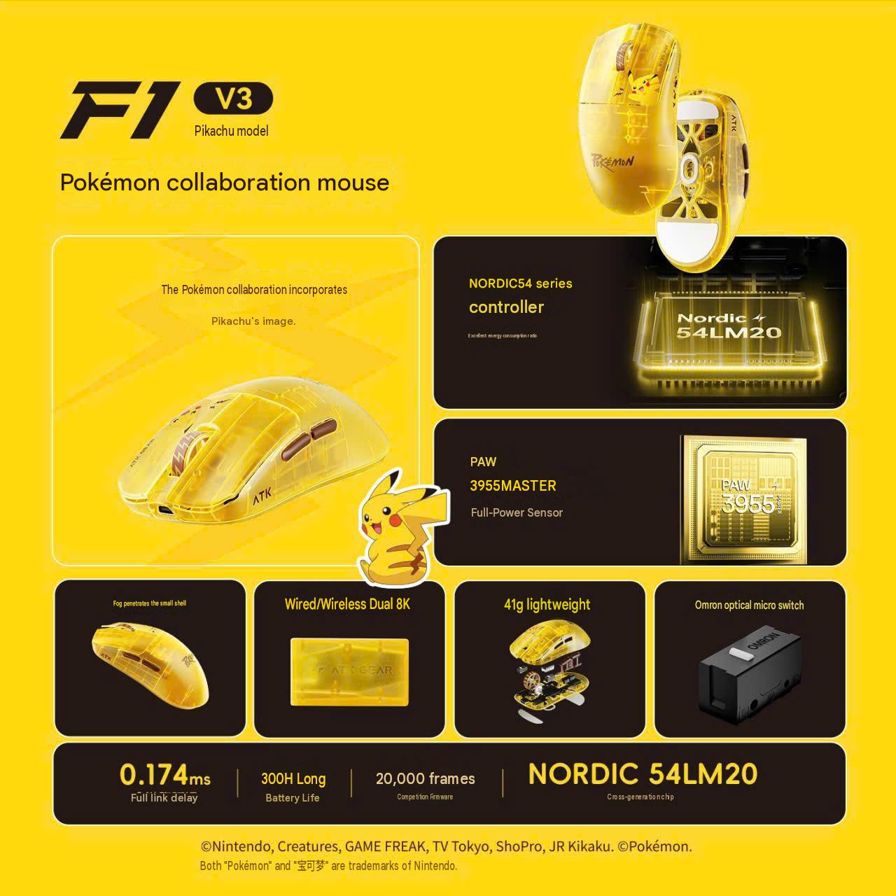 [GROUP BUY] CHUỘT GAMING ATK F1 V3 POKEMON EDITION
