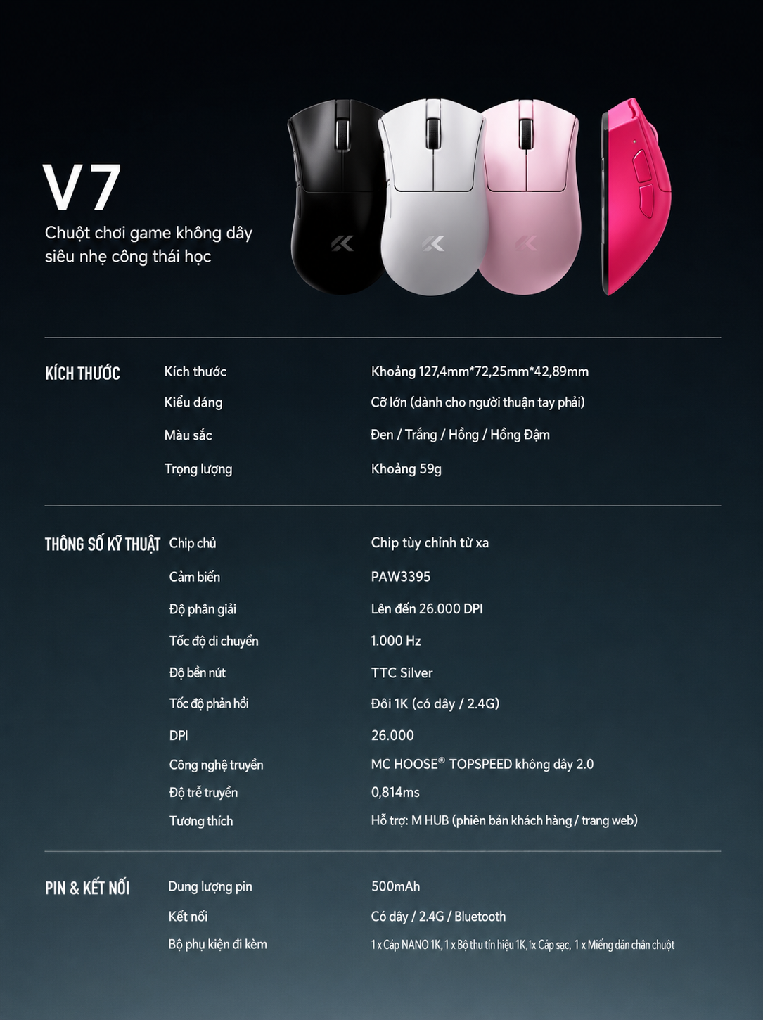 [GROUP BUY] CHUỘT GAMING CÔNG THÁI HỌC MCHOSE V7