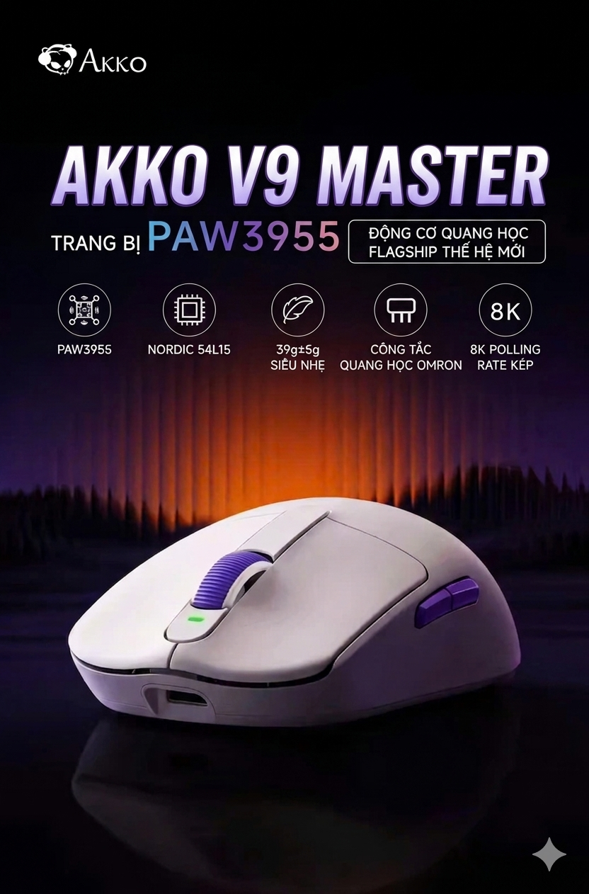 [Đã Đóng Group Buy] Chuột Gaming AKKO V9 Master Cảm Biến PAW3955