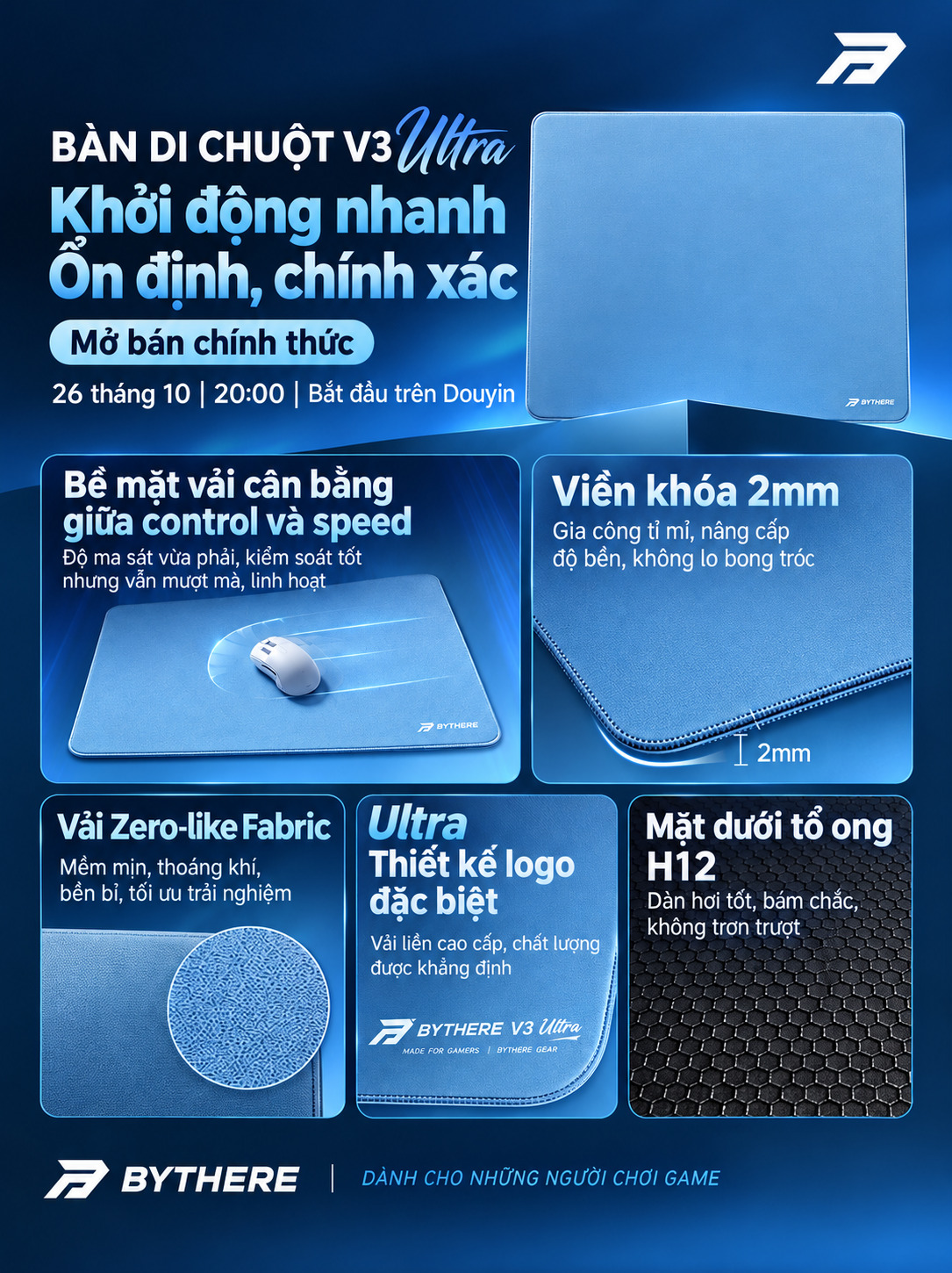 [GROUP BUY] PAD CHUỘT VẢI BYTHERE YUJING V3 ULTRA