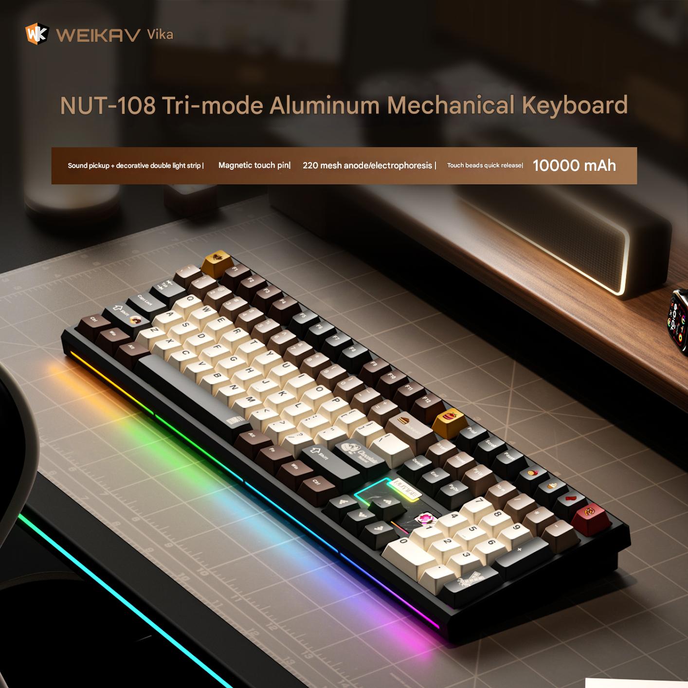 Bàn Phím Cơ WEIKAV NUT108 Nhôm CNC 3 Mode Full Size