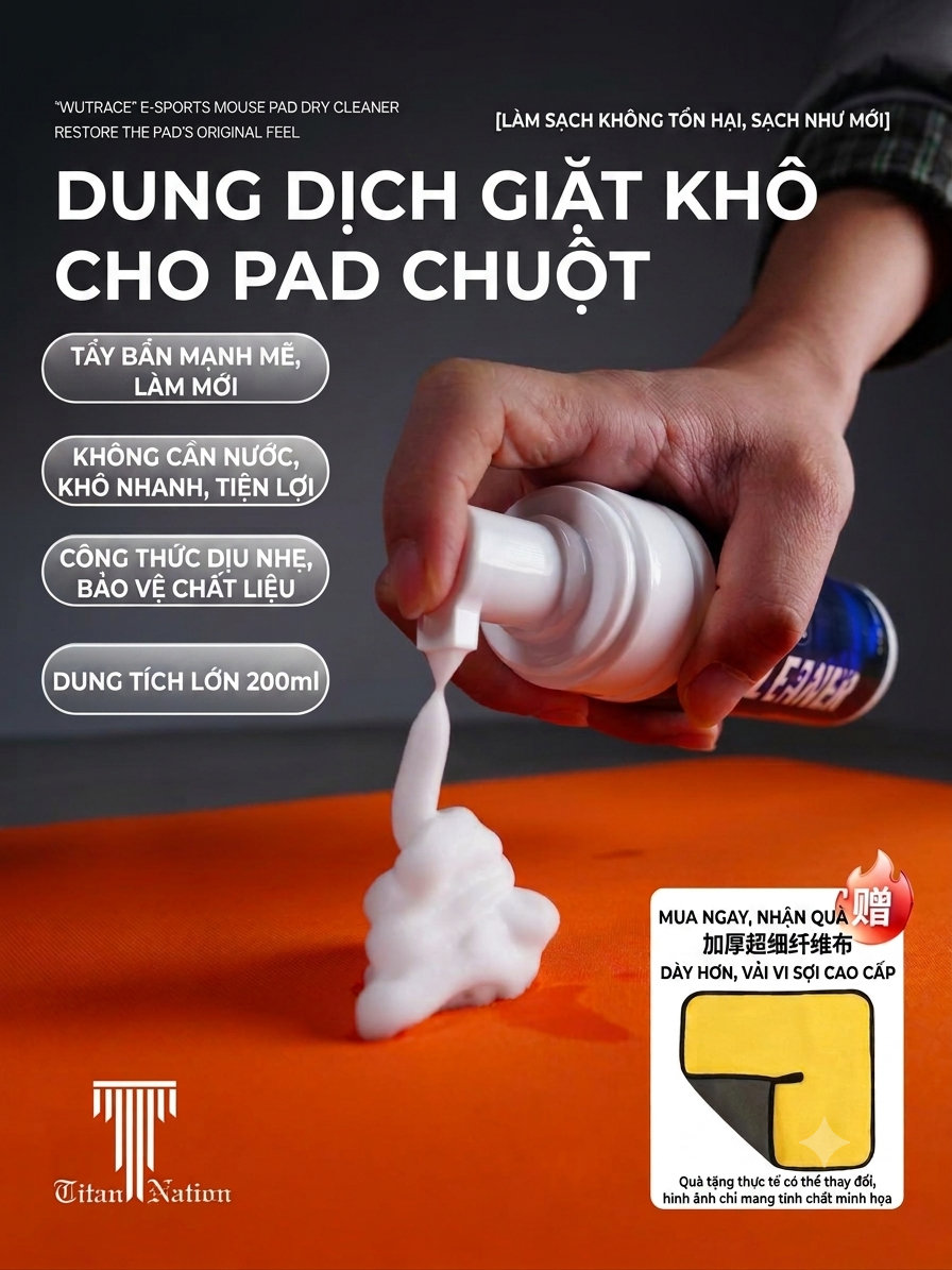 [Group Buy] Chai Xịt Giặt Khô Dùng cho Pad Chuột TiTan Nation