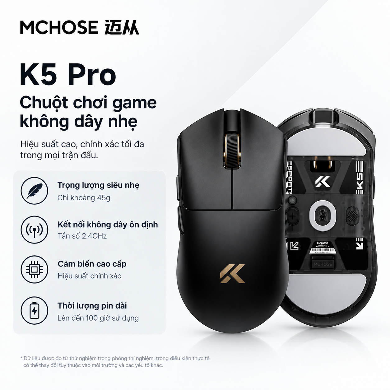 [GROUP BUY] CHUỘT GAMING MCHOSE K5 SERIES THIẾT KẾ HOLLOW ĐÁY