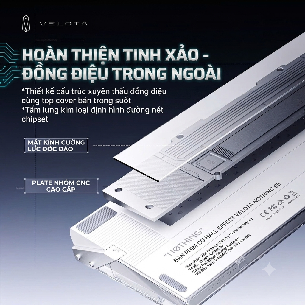 [GROUP BUY] BÀN PHÍM CƠ HE VELOTA NOTHING 68 TRANSPARENT
