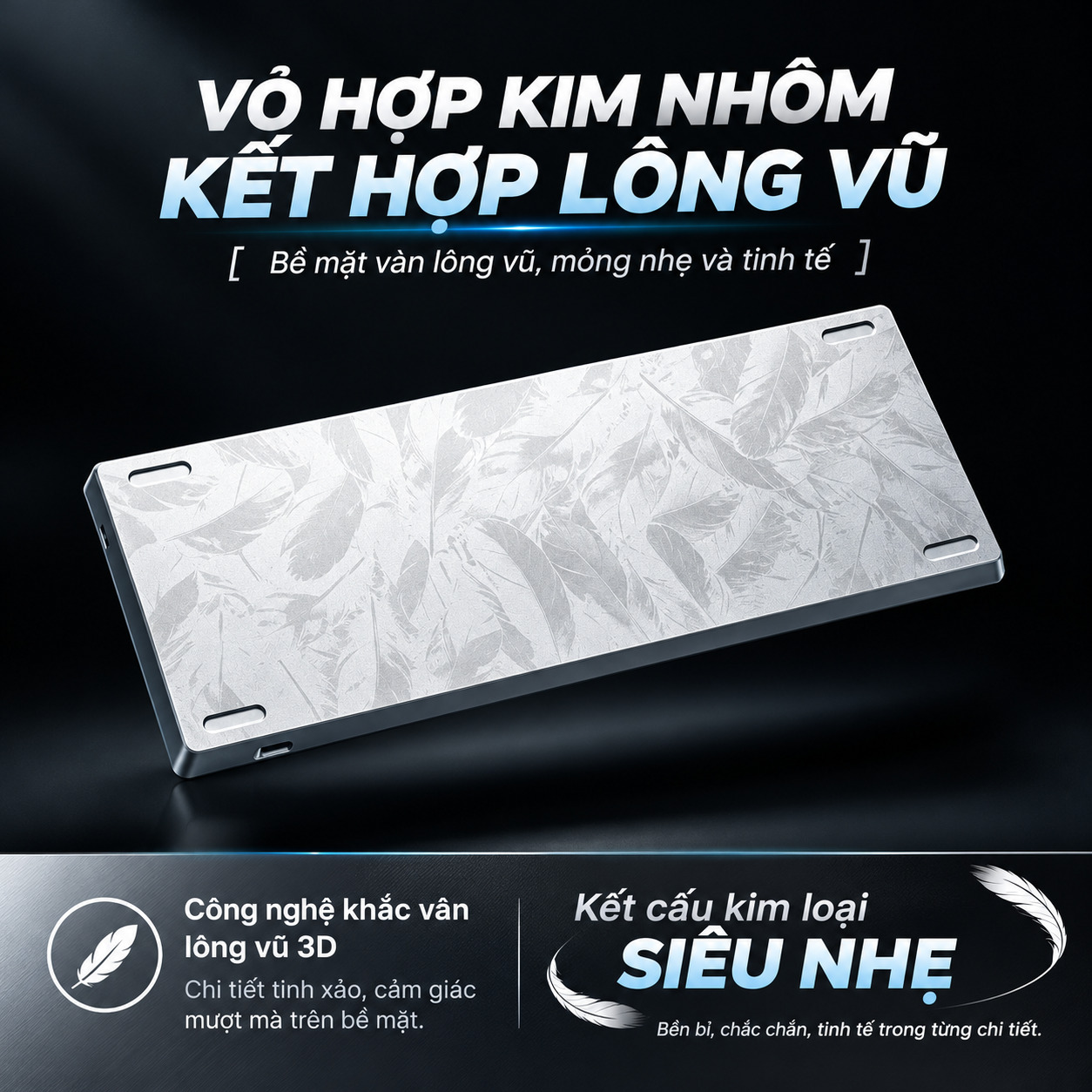 [GROUP BUY] VỎ CASE BÀN PHÍM NHÔM CNC LÔNG VŨ CHUẨN GH60