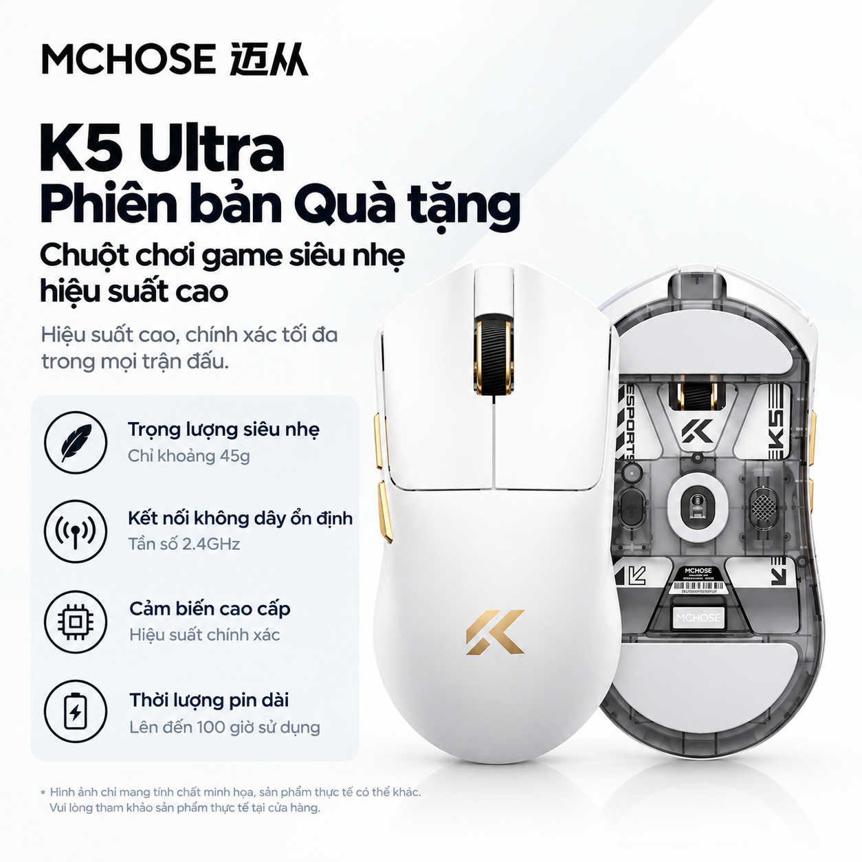 [GROUP BUY] CHUỘT GAMING MCHOSE K5 SERIES THIẾT KẾ HOLLOW ĐÁY
