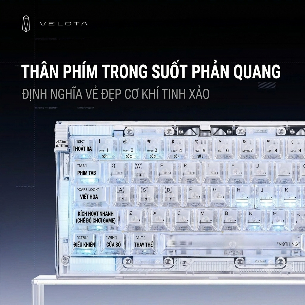 [GROUP BUY] BÀN PHÍM CƠ HE VELOTA NOTHING 68 TRANSPARENT