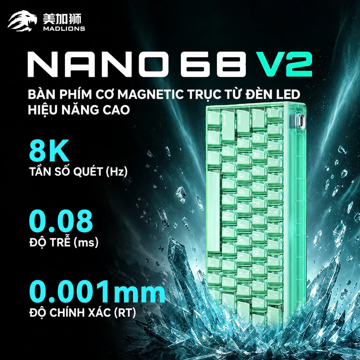 [GROUP BUY] BÀN PHÍM GAMING HE MADLIONS NANO 68 V2