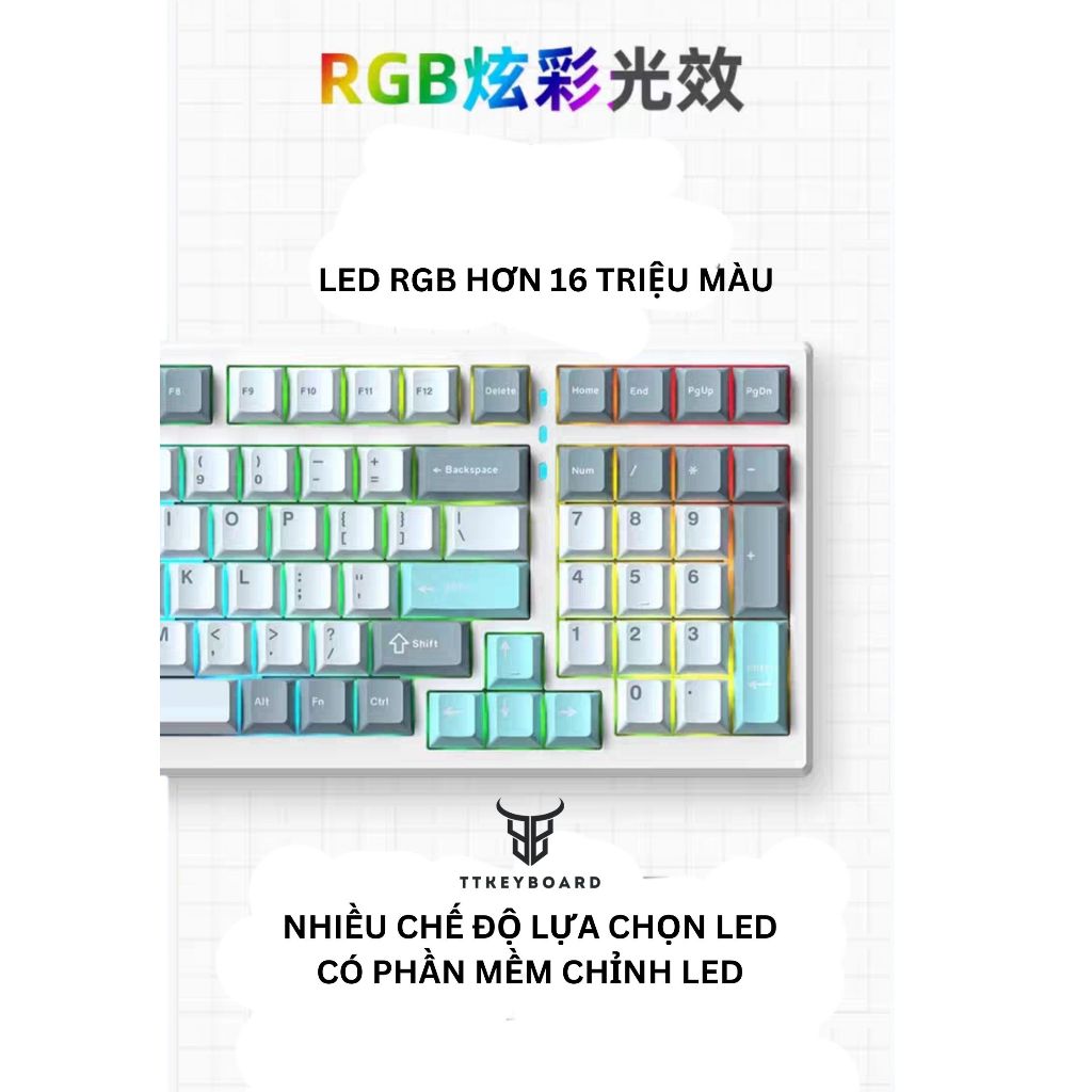 [Hỏa Tốc]Bàn Phím Cơ Bluetooth Xinmeng X98 PRO - Led RGB - Led Viền - Hotswap 5 Pin - Mạch Xuôi - Full Foam - TTKeyboard