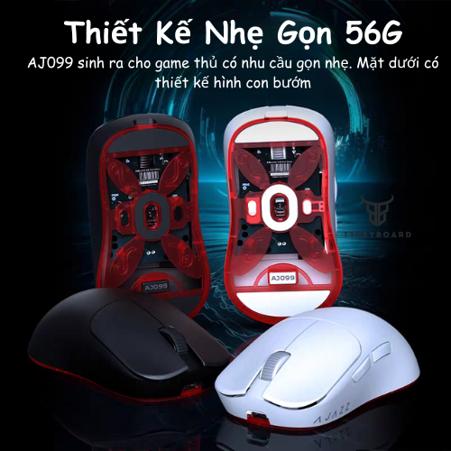 [Sẵn Hàng] Chuột Không Dây Gaming AJAZZ AJ009 - 2 Chế Độ Kết Nối - Pin Trâu - Độ Trế Thấp - Siêu Nhỏ Nhẹ - PAW3311