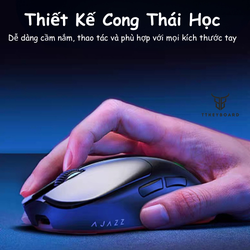 [Sẵn Hàng] Chuột Không Dây Gaming AJAZZ AJ009 - 2 Chế Độ Kết Nối - Pin Trâu - Độ Trế Thấp - Siêu Nhỏ Nhẹ - PAW3311