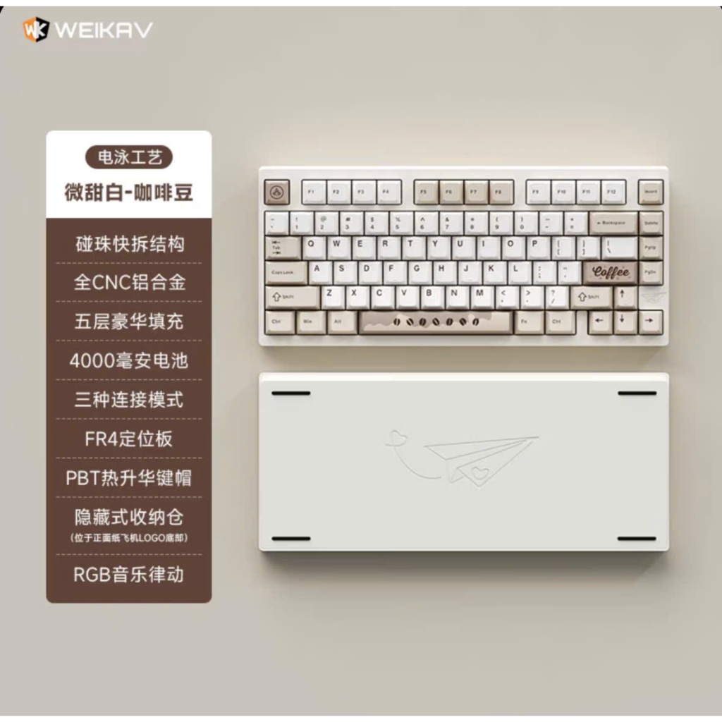 [Hỏa Tốc] Bàn Phím Weikav D75 | Nhôm CNC 3 Mode | Mạch Xuôi | Led RGB | Ball Catch | Họa Tiết Cánh Diều | TTKeyboard
