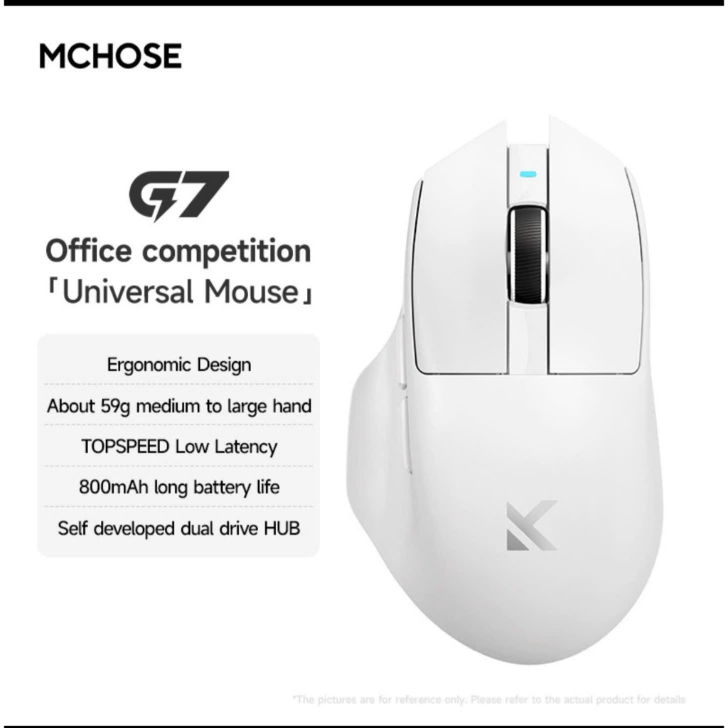Chuột Gaming Không Dây MCHOSE G7 Công Thái Học 3 Chế Độ Kết Nối PAW3311 Pin 800mAh