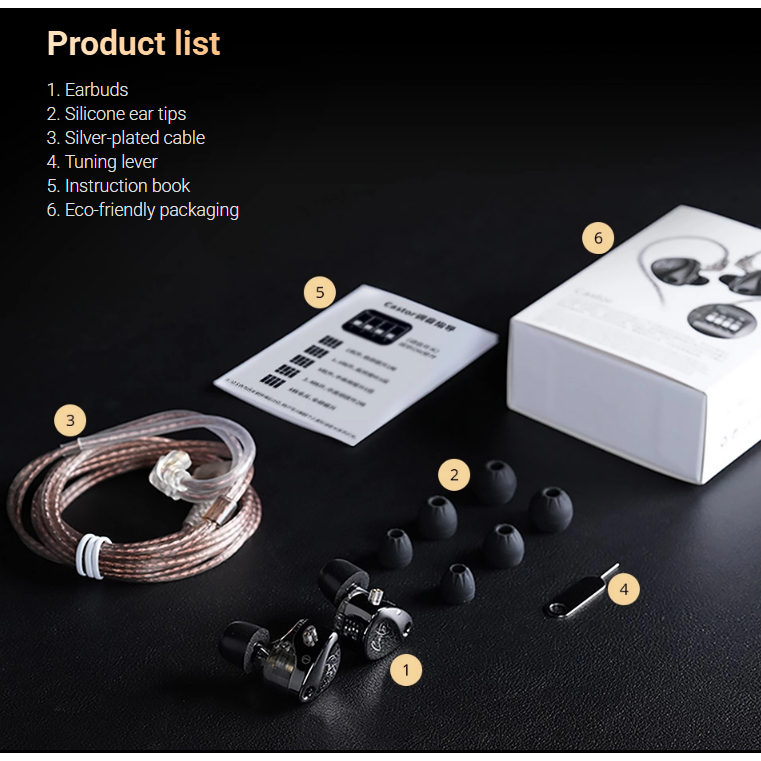 Tai Nghe Nhét Tai KZ Castor Và Castor Pro HIFI Dual Driver Dynamic Có 16 Chế Độ Chỉnh Âm