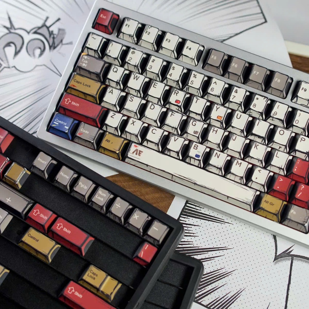 [Hỏa Tốc] Keycap Comic Retro Mix Lighs - Chủ Đề Truyện Tranh - Nhựa PBT - In Dyesub 5 Mặt - Cherry Profile - TTKeyboard