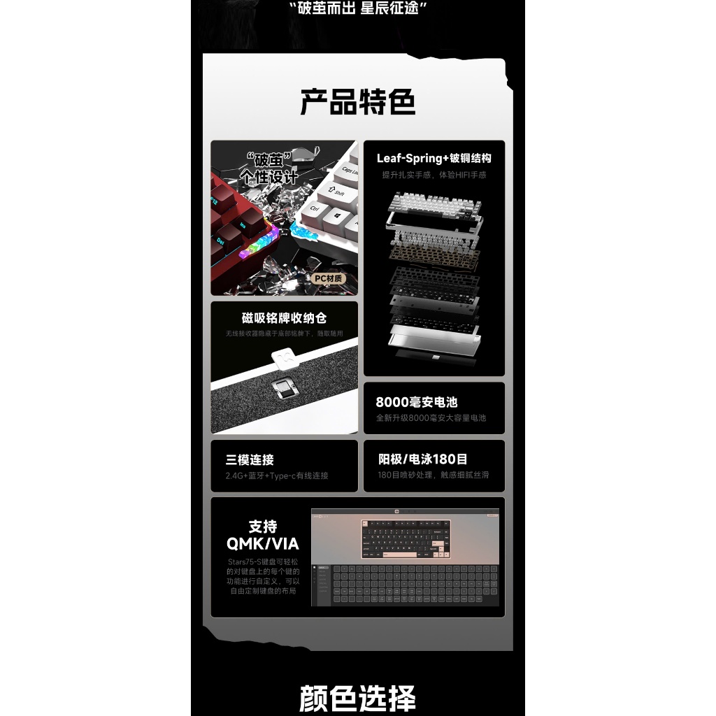 [Hỏa Tốc] Bàn Phím Cơ WEIKAV STARS75 - Nhôm CNC 3 Mode - Tạ Pha Lê - Tản Led Cực Đẹp - TTKeyboard