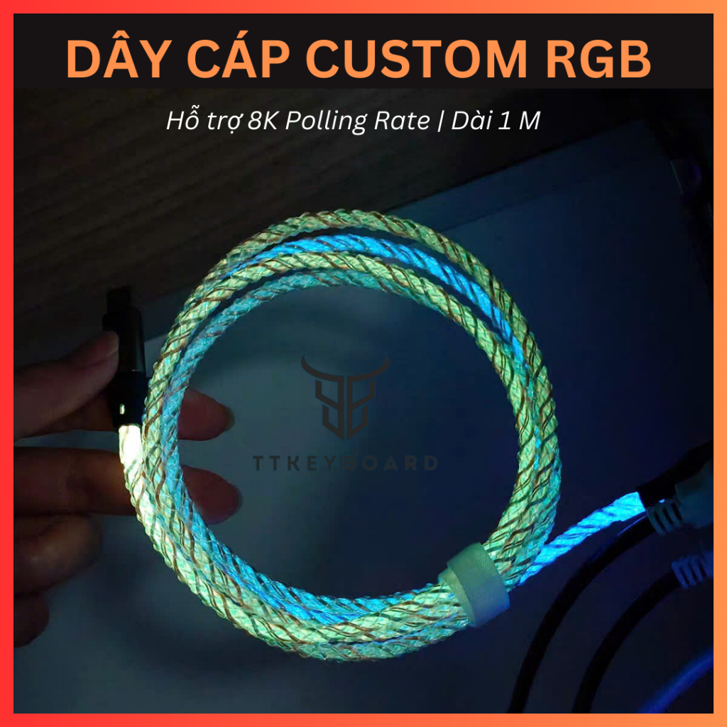Dây Custom Led RGB Hỗ Trợ 8K Polling Rate Cho Bàn Phím Cơ Bàn Phím Rapid Trigger | Dài 1 M| 8K Polling Rate