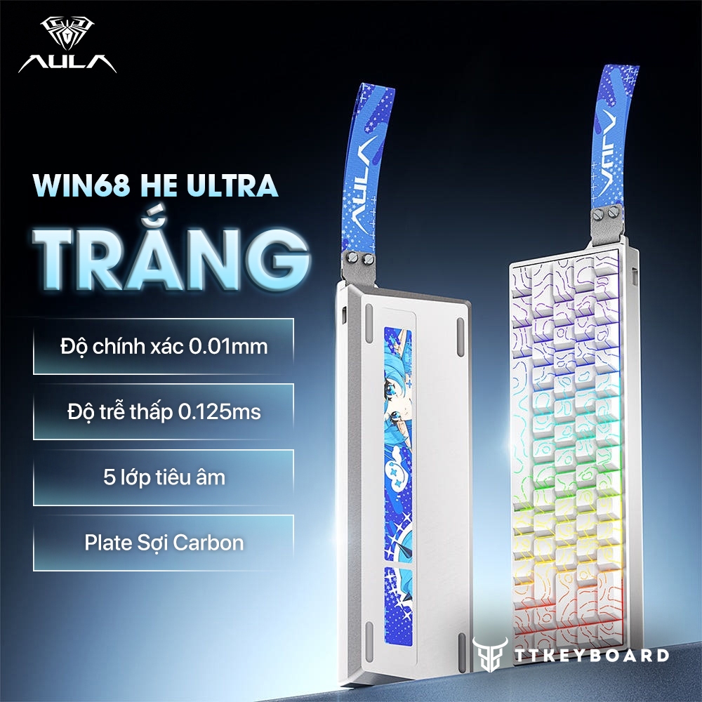 PHÍM CƠ GAMING WIN68 HE ULTRA| Nhôm CNC| Rapid Trigger 0,01 mm| 8000hz |Trục Từ| TTKeyboard