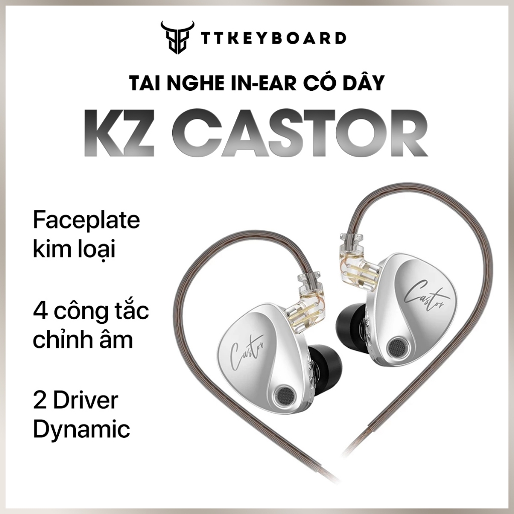 Tai Nghe Nhét Tai KZ Castor Và Castor Pro HIFI Dual Driver Dynamic Có 16 Chế Độ Chỉnh Âm
