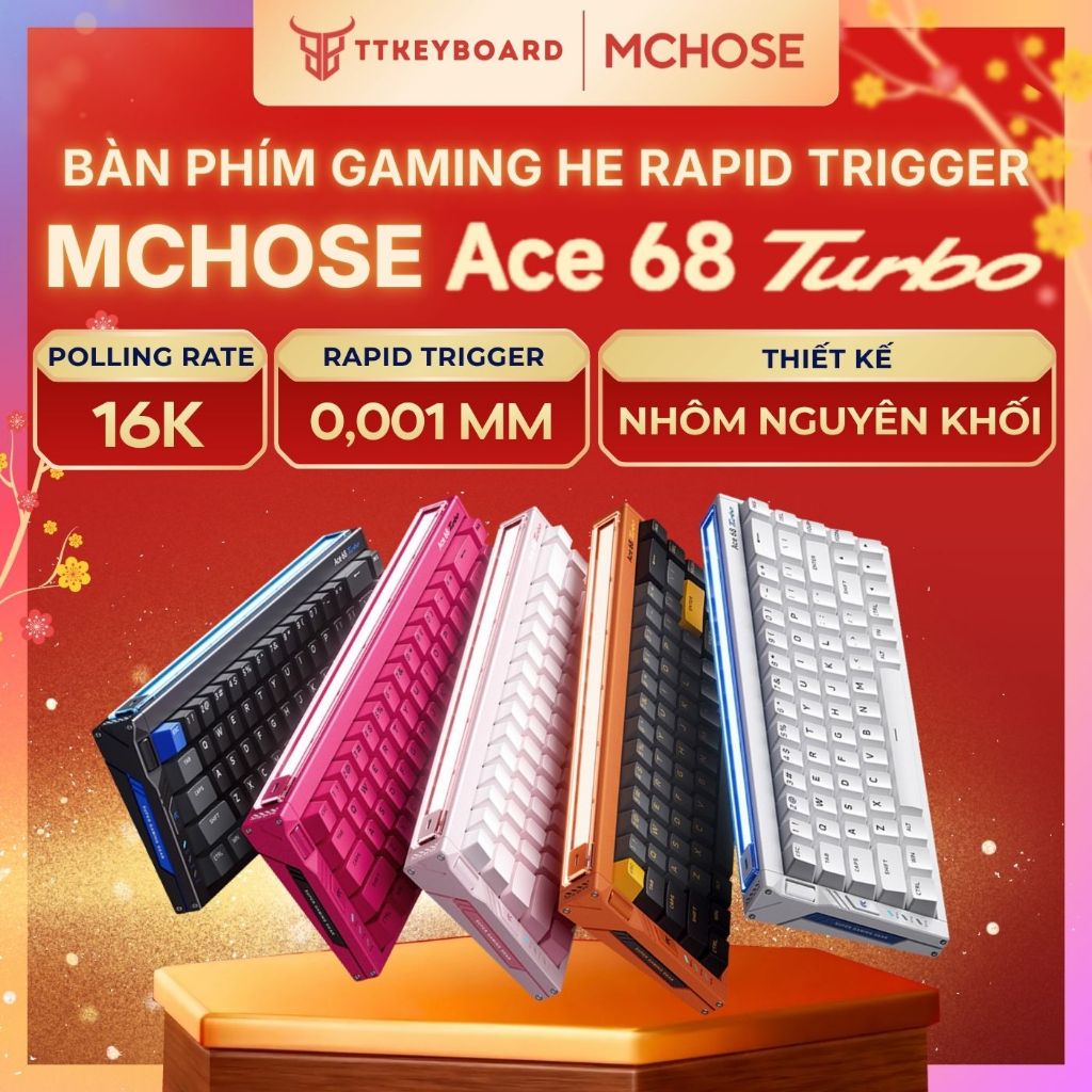 Bàn Phím Cơ Esport Mchose Ace68 Turbo 16K Polling Rate Đầu Tiên Rapid Trigger 0,001mm