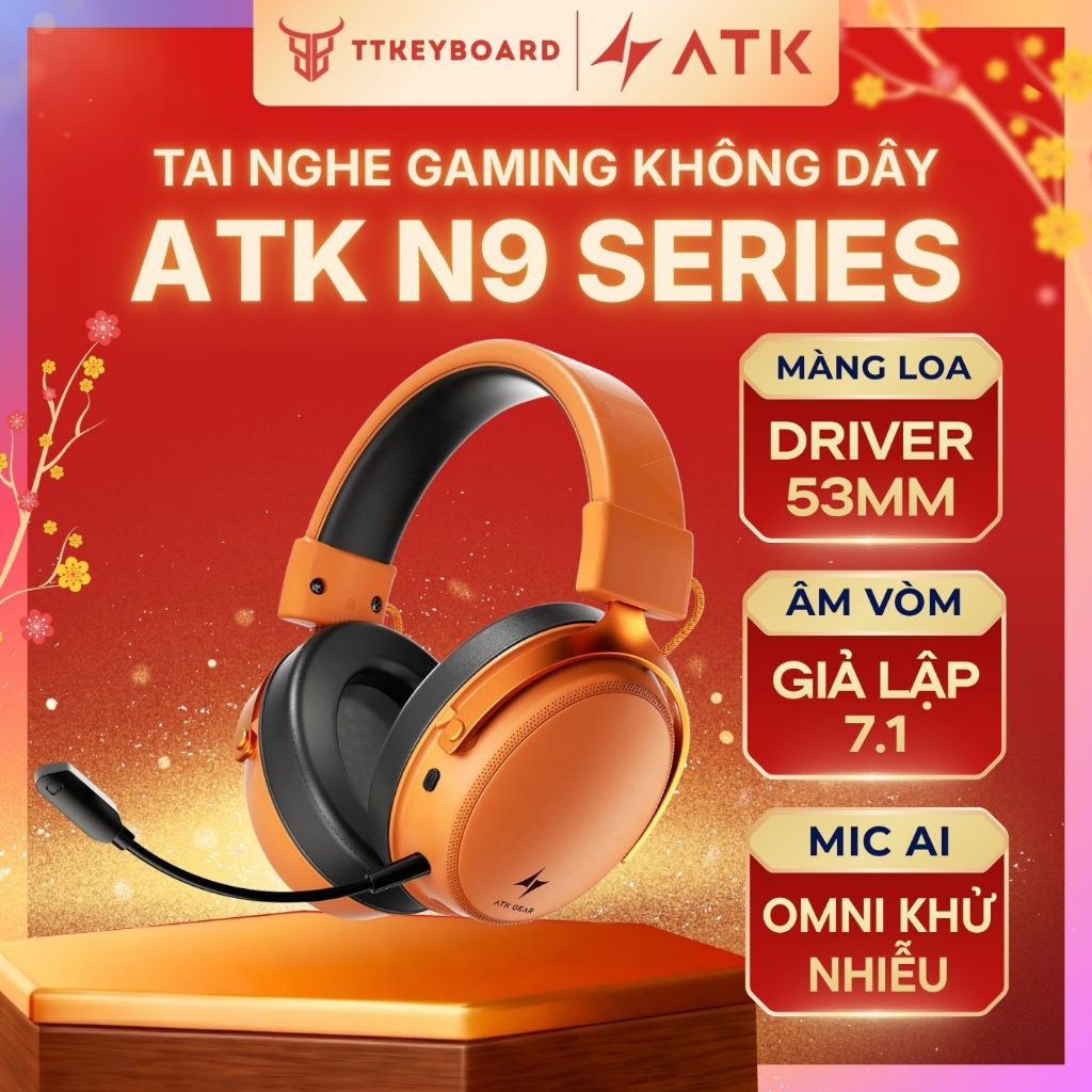Tai Nghe Gaming Không Dây ATK N9 Phiên Bản Nâng Cấp Mercury M1 Âm Thanh Vòm 7.1 Esport
