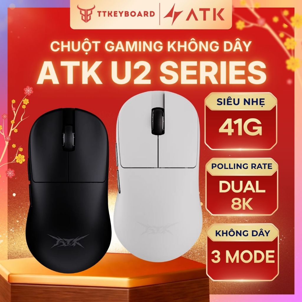 Chuột Không Dây ATK U2 Series PAW3950 Ultra 8K Rate