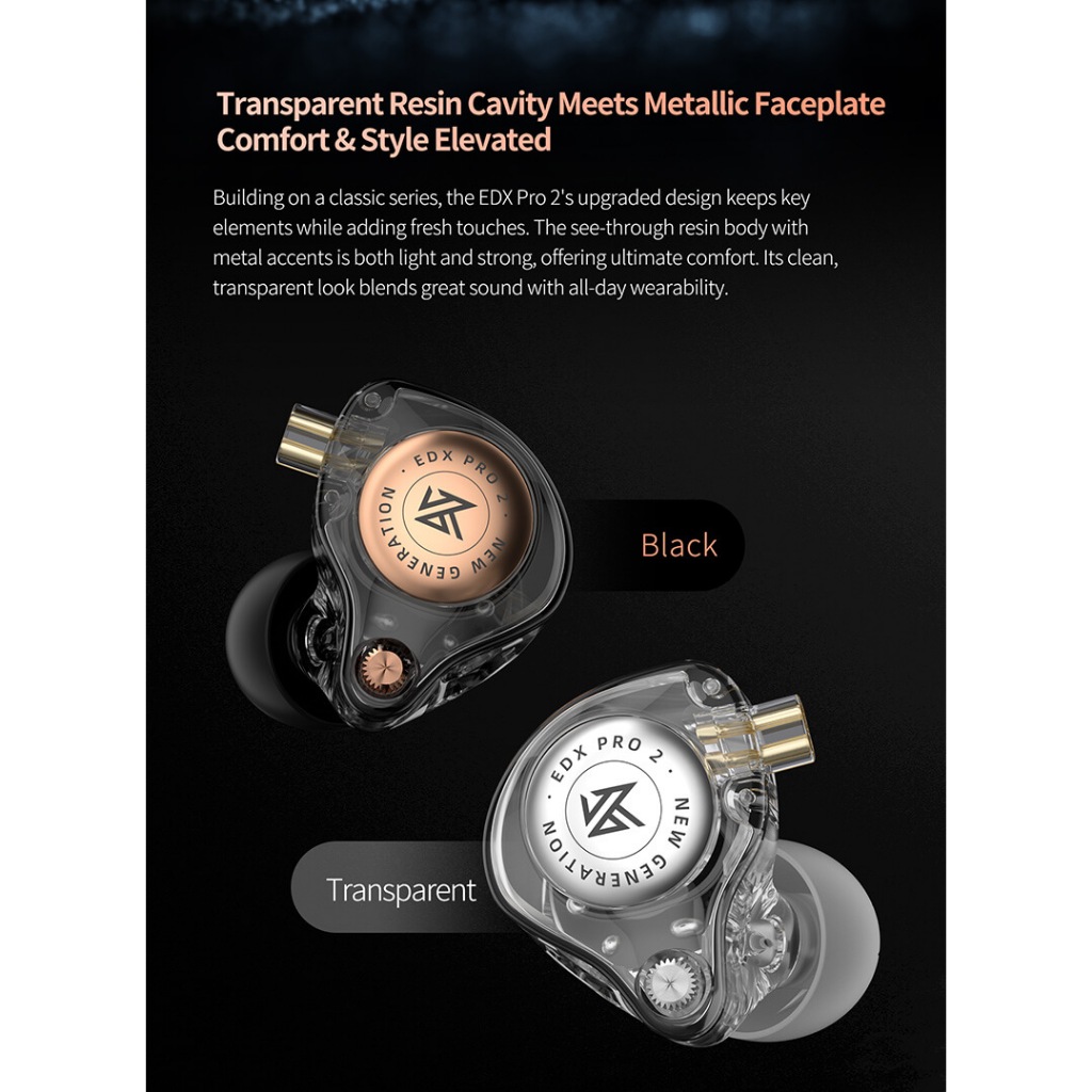 Tai Nghe IN EAR Nhét Tai KZ EDX Pro 2 Super Linear Driver 10mm Chất Âm HiFI Nghe Tạp