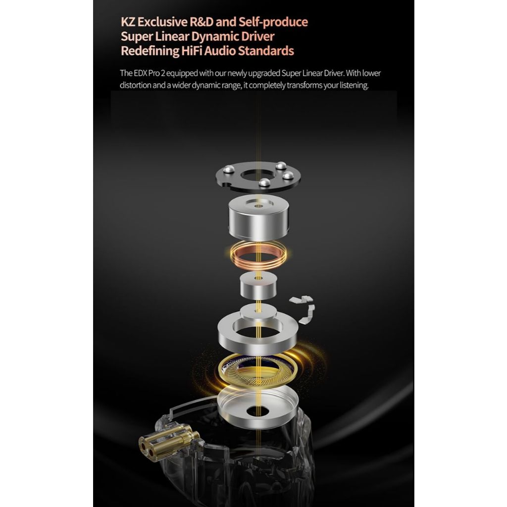Tai Nghe IN EAR Nhét Tai KZ EDX Pro 2 Super Linear Driver 10mm Chất Âm HiFI Nghe Tạp