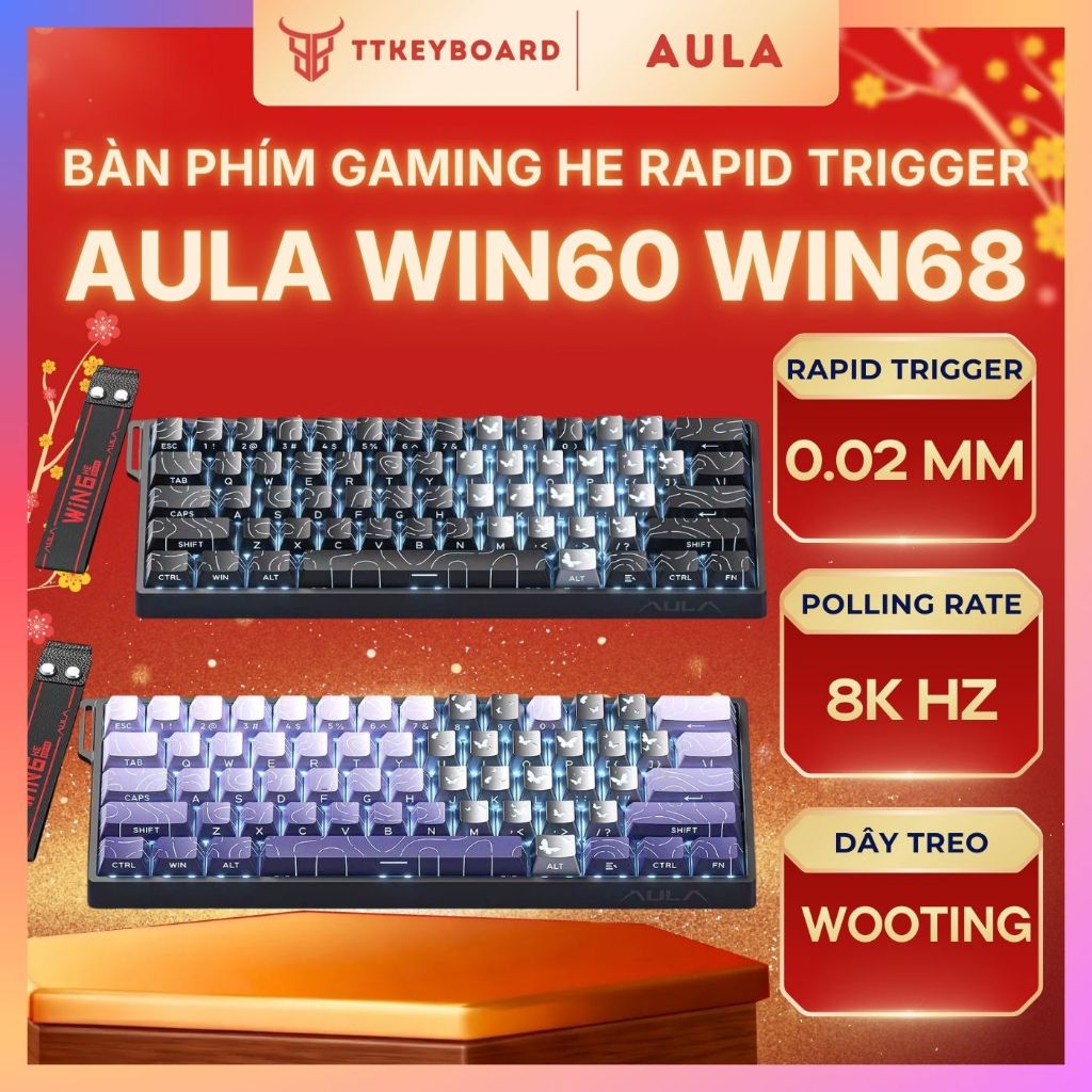 Bàn Phím Cơ Gaming AULA WIN60 WIN68 HE Rapid Trigger 8000hz