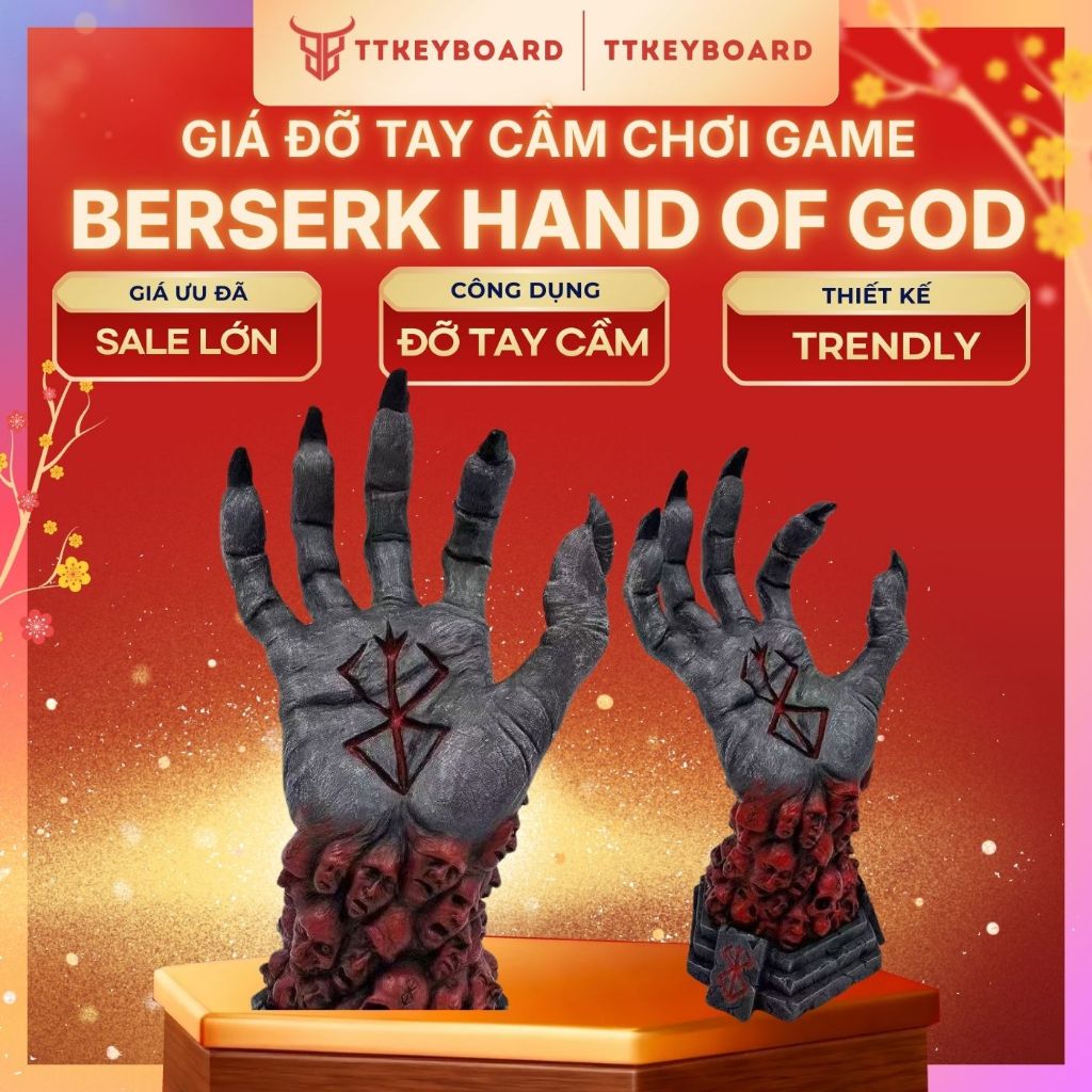 Giá Đỡ Tai Nghe Và Tay Cầm Chơi Game Hình Bàn Tay Giận Dữ Của Chúa BERSERK HAND OF GOD
