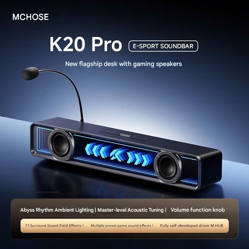 Loa Audio Soundbar Esport Gaming MCHOSE K20 ÂM Vòm 7.1Có Bluetooth Míc Thoại AI Chống Ồn