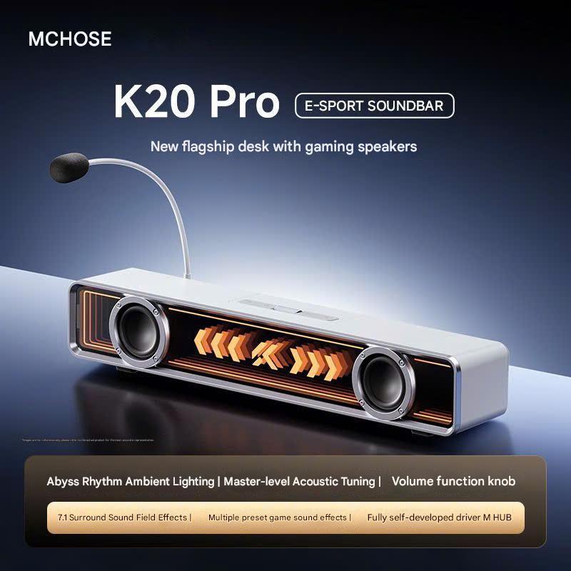 Loa Audio Soundbar Esport Gaming MCHOSE K20 ÂM Vòm 7.1Có Bluetooth Míc Thoại AI Chống Ồn