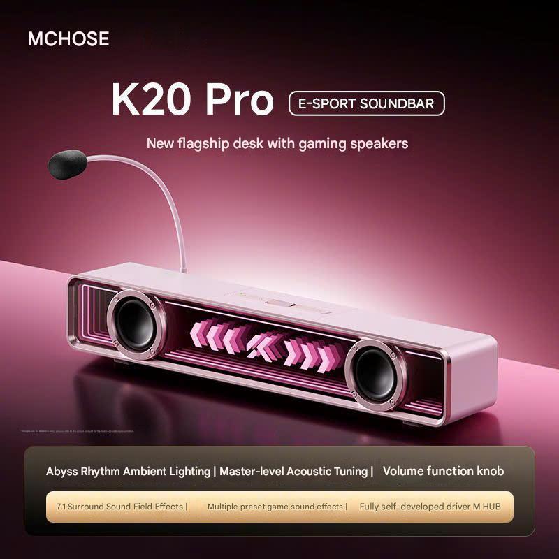 Loa Audio Soundbar Esport Gaming MCHOSE K20 ÂM Vòm 7.1Có Bluetooth Míc Thoại AI Chống Ồn