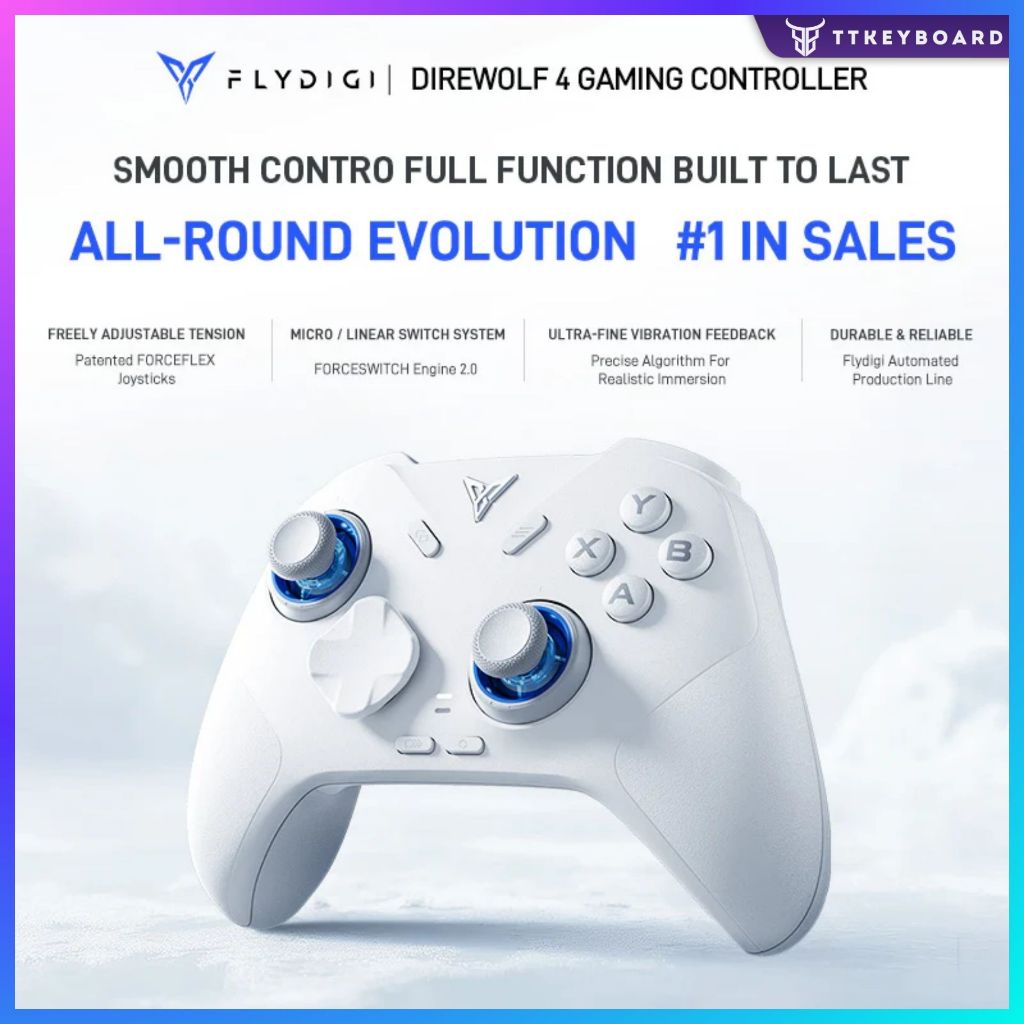 Tay Cầm Flydigi DireWolf 4, Dpad Và Joystick  Nâng Cấp, Có Macro, Nâng Cấp Rung Báng Mạnh