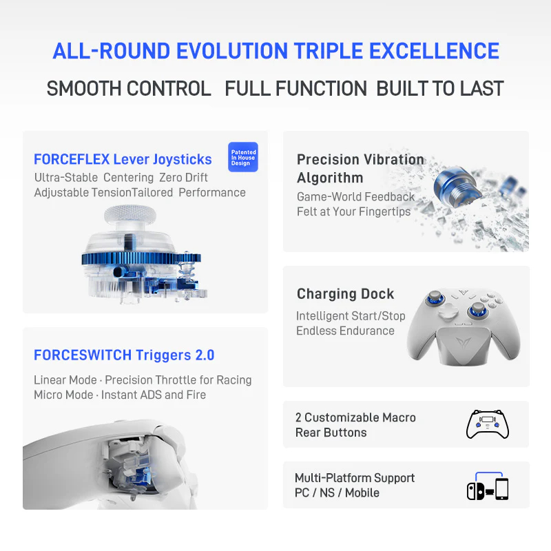 Tay Cầm Flydigi DireWolf 4, Dpad Và Joystick  Nâng Cấp, Có Macro, Nâng Cấp Rung Báng Mạnh