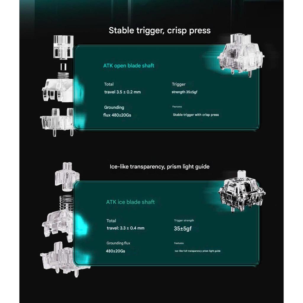 Bàn Phím Cơ Gaming ATK RS7 AIR HE Rapid Trigger 8K Polling Rate 0,001mm RT Hiệu Năng Cao