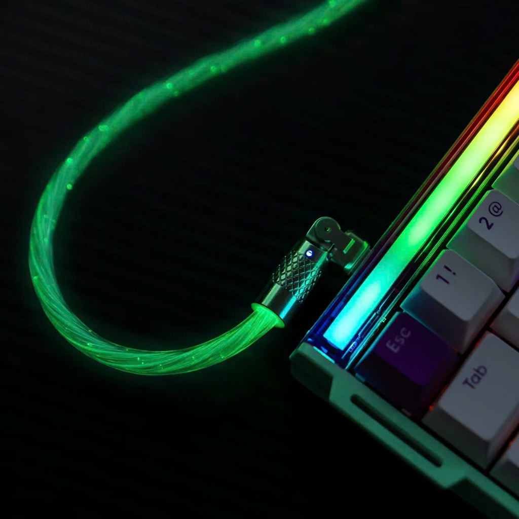 Dây Cáp Xoay 180 Độ 8K Polling Rate (USB A-C) Đa Năng Led RGB Trong Suốt Cho Thiết Bị Gear