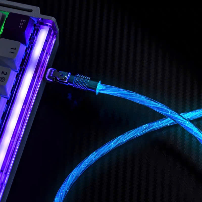 Dây Cáp Xoay 180 Độ 8K Polling Rate (USB A-C) Đa Năng Led RGB Trong Suốt Cho Thiết Bị Gear