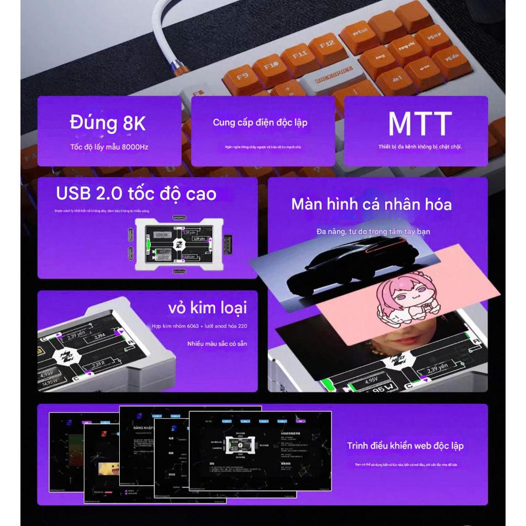 Bộ Chia Cổng Z-Neo HM Hub 8K Nhôm CNC, Màn Hình, 3 Cổng Output 8K Polling Rate