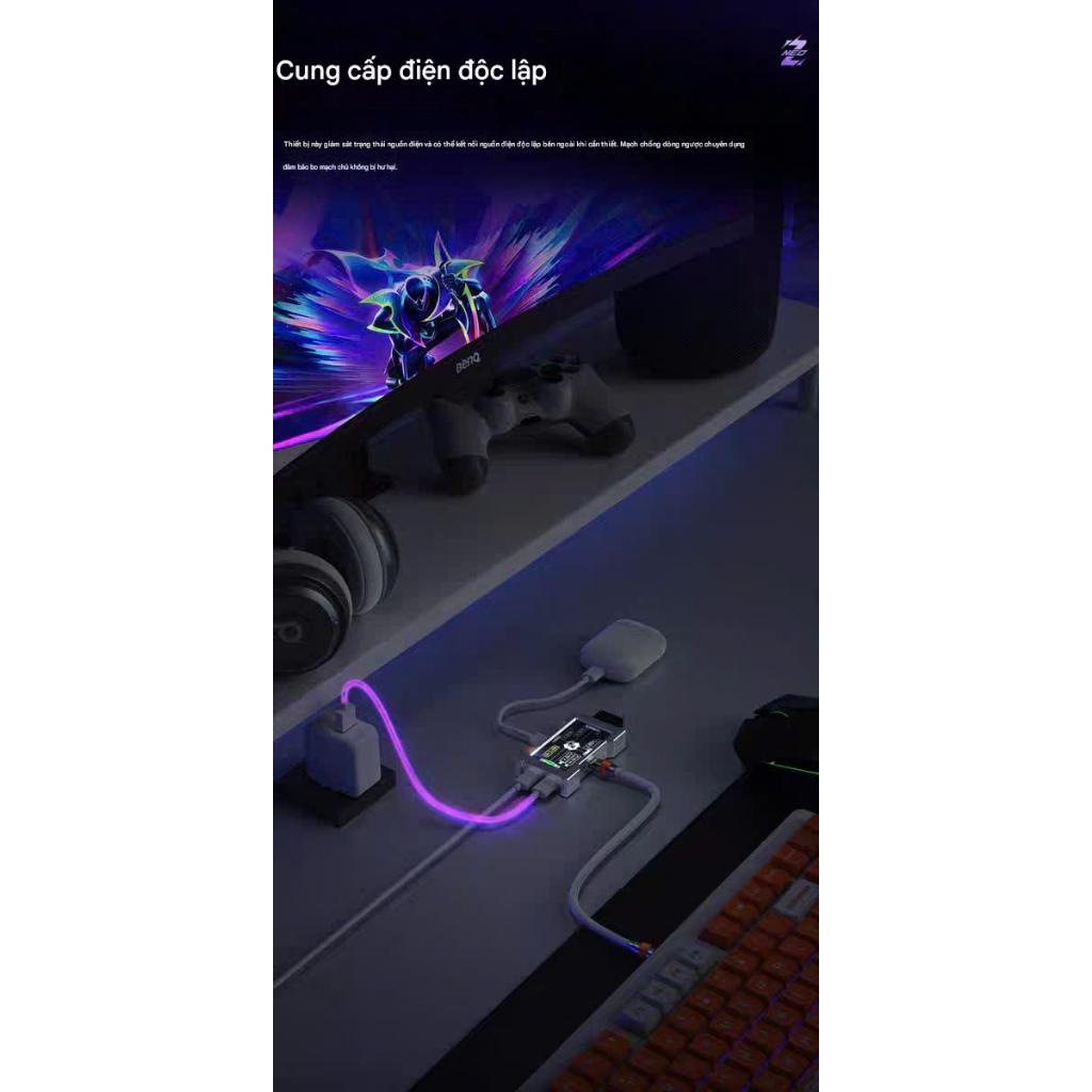 Bộ Chia Cổng Z-Neo HM Hub 8K Nhôm CNC, Màn Hình, 3 Cổng Output 8K Polling Rate