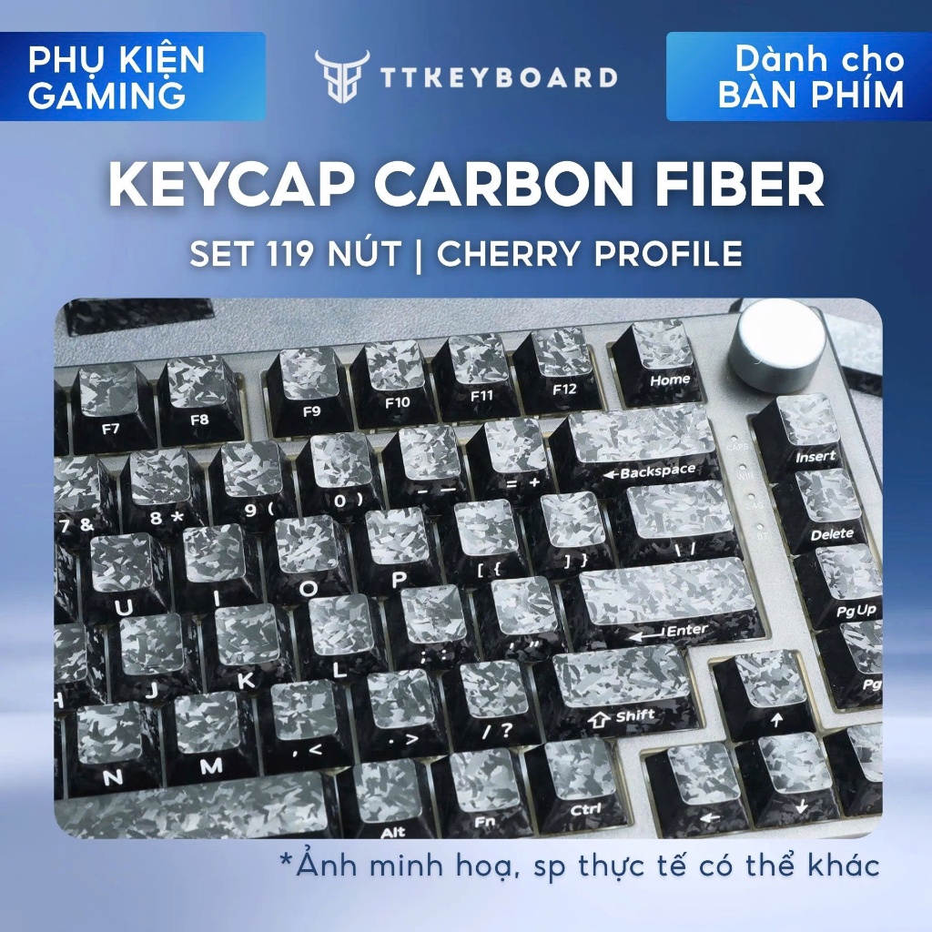Keycap Bàn Phím Cơ Bằng Vật Liệu Carbon Fiber Dùng Cho Mọi Layout Cơ Bản Full Size