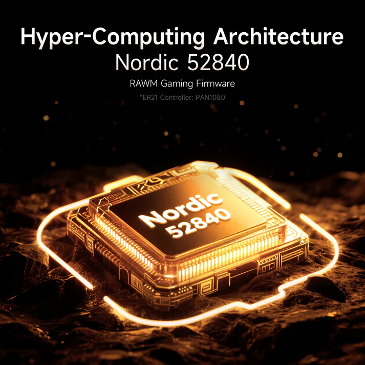 Chuột Gaming Không Dây RAWM ER21 Pro, Paw 3950, Dual 8K Rate, MCU Nordic 52840