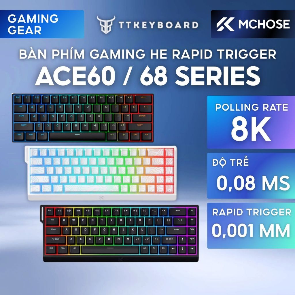 Bàn Phím Cơ Gaming Mchose Ace60 Ace68 Rapid Trigger 1000hz/8000hz
